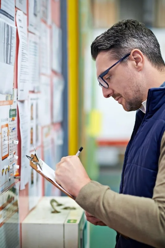 Pracownik magazynu i mężczyzna w fabryce