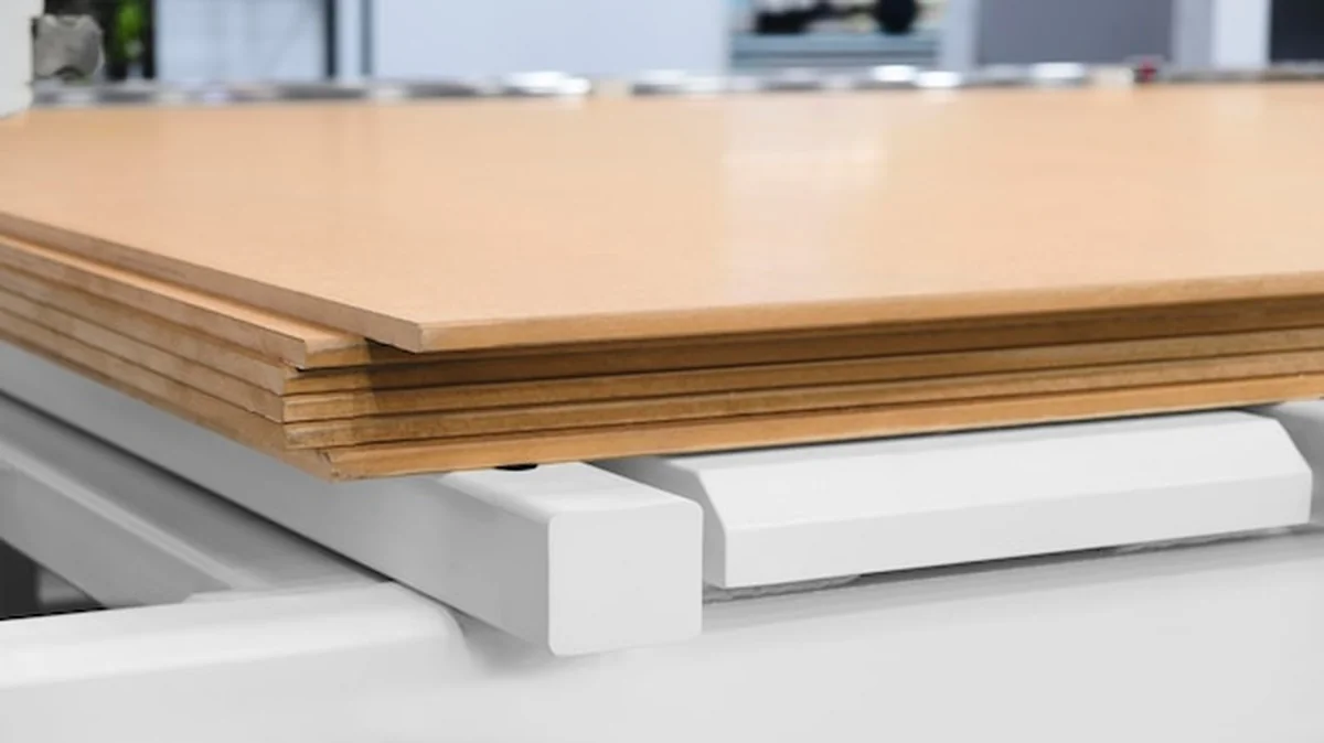 Płyty drewniane na maszynie w fabryce mebli